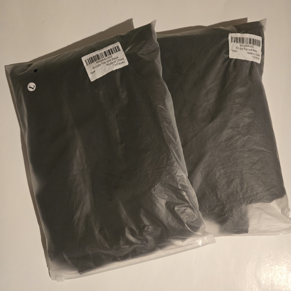 2 Sets, Men's Medical Scrub, Black, Small